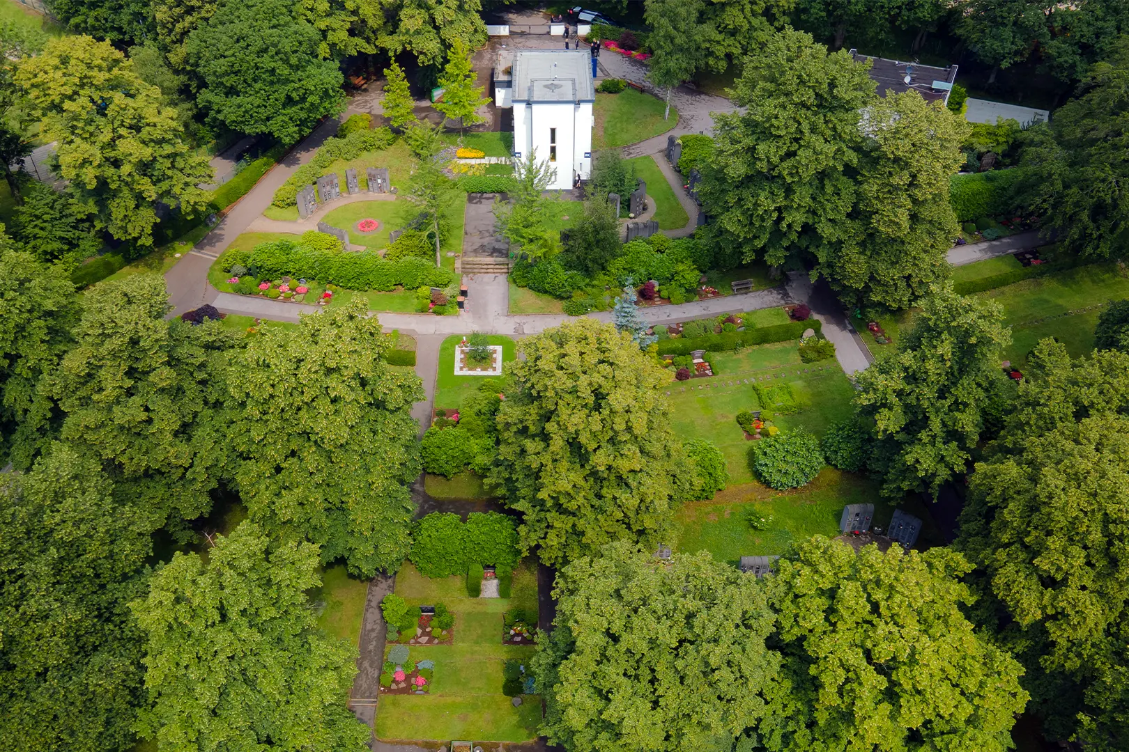 Luftaufnahme des Friedhofs Bliedinghausen in Remscheid.